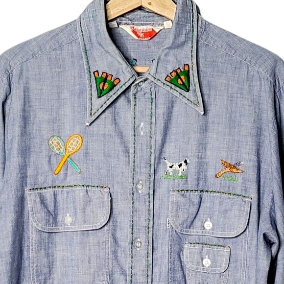 Vintage Levis Pantela Denim Button Down XL - Picture 2 of 14